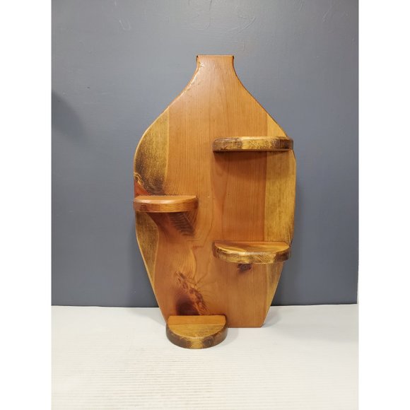Vintage wooden Shelf, 4 Tiers Wall hanging, Handmade Home decor, Curio Display, - Picture 3 of 10